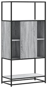 Highboard szürke sonoma 68x35x139 cm gépelt fa és fém