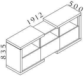 Lineart alacsony szekrény 191,2 x 50 x 83,5 cm, világos szilfa / fehér