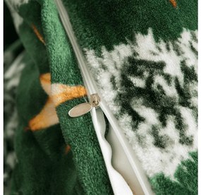 Mikroplüss ágynemű szett GREEN CHRISTMAS zöld + mikroplüss lepedő SOFT 180x200 cm fehér, franciaágy
