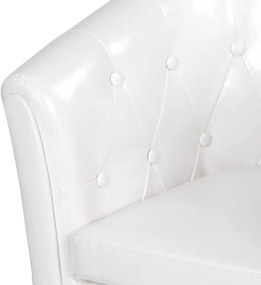 MIADOMODO Chesterfield fotel és lábtartó fehér