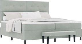vidaXL Boxrugós ágy matracmal Világosszürke 200 x 200 cm Bársony
