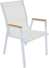 Kerti rakásolható szék, fehér acél/tölgy, BONTO