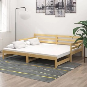 Tömör fenyőfa kihúzható kanapéágy 2 x (90 x 200) cm