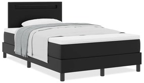 Boxspring Ágy Matrac Készlettel - Fekete, Kis Dupla, Műbőr