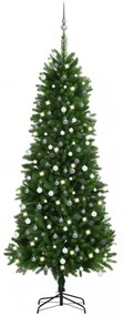 Zöld fél műkarácsonyfa LED-ekkel és gömbszettel 240 cm