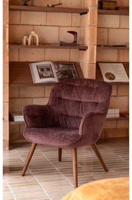 Sötétlila bársony fotel Lenn – Dutchbone