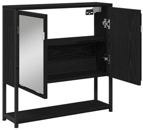 Fürdőszoba Tükör Szekrény Fekete Tölgy 60x16x60 cm Műanyag fóliás MDF