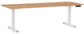 OfficeTech C állítható magasságú asztal, 200 x 80 cm, fehér alap, craft tölgy