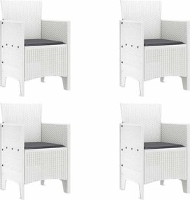 vidaXL Kerti Szék párnával 4 pcs Fehér 53 x 49 x 85 cm Polipropilén