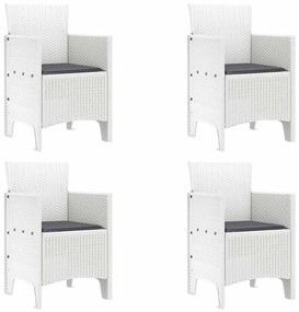 vidaXL Kerti Szék párnával 4 pcs Fehér 53 x 49 x 85 cm Polipropilén