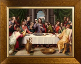 Utolsó Vacsora Szakrális Kép Arany Vászon Díszkeret 30X40