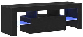 TV szekrény LED fénnyel, fekete tölgy színben, 120x35x40 cm