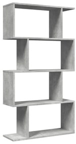 4 szintes betonszürke fa térelválasztó könyvespolc 70x24x129 cm