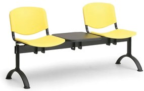 ISO II műanyag pad, 2 üléses + asztal - fekete lábak, kék