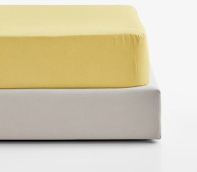 Goldea lenvászon keveréket tartalmazó körgumis lepedő - sárga 120 x 200 cm