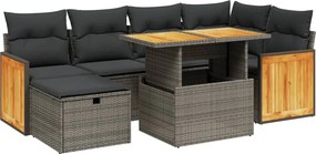 vidaXL 7 részes szürke polyrattan kerti ülőgarnitúra párnákkal