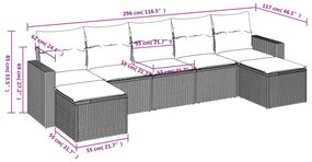 7 részes fekete polyrattan kerti ülőgarnitúra párnával