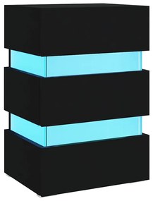 Fekete szerelt fa LED-es éjjeliszekrény 45 x 35 x 67 cm
