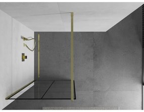 Mexen Kioto, Walk-In zuhany paraván 90 x 200 cm, 8 mm átlátszó üveg fekete mintás, arany matt profil, 800-090-101-55-77