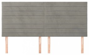 4 db világosszürke bársony fejtámla 80 x 5 x 78/88 cm