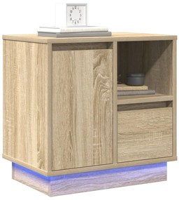 Éjjeli szekrény LED világítással, Sonoma tölgy 50x34,5x50 cm