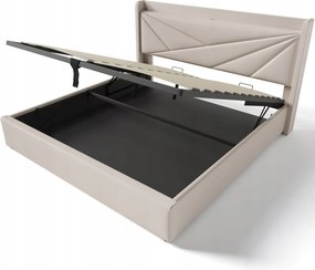 Kárpitozott franciaágy Usb Type-C ágydoboz 160x200 cm bézs