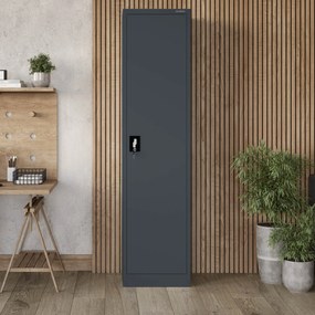 ALEX irodai irattároló fémszekrény, 450 x 1850 x 400 mm, antracit