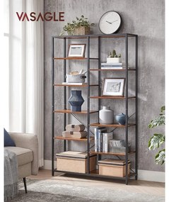 Könyvespolc, tárolópolc, rusztikus barna 100×30×170cm