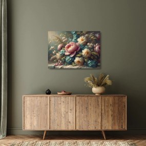 Üveg kép - Természet csendélet virágokkal - festmény (70x50 cm)