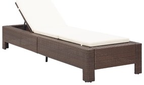 Barna polyrattan napozóágy párnával