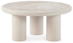 Krémszínű kerek dohányzóasztal kő dekorral ø 80 cm Iriel – MOME