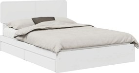vidaXL Tárolós Ágy fejtámlával fiókkal Fehér 160 x 200 cm Faanyag