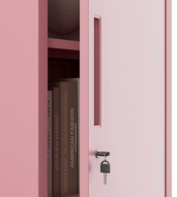 Keskeny irodai szekrény ALEX, 450 x 850 x 400 mm, Fresh Style: púderrózsaszín