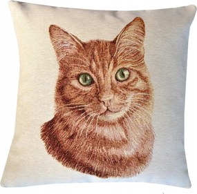 Gobelin párnahuzat 45 x 45 cm vörös macskával