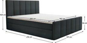 Boxspring ágy, 140x200, szürke, STAR