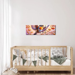 Kép - Madár berkenyével (órával) (90x30 cm)