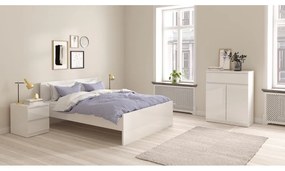 Fehér forgácslemez franciaágy ágyrács nélkül 140x200 cm Naia – Tvilum