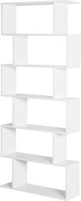 HOMCOM Modern Könyvespolc 6 Polccal Étkezőbe, Nappaliba és Tanulmányhoz 80x23x192 cm Fehér | Aosom