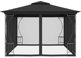 Antracitszürke pavilon hálóval 300 x 400 x 265 cm