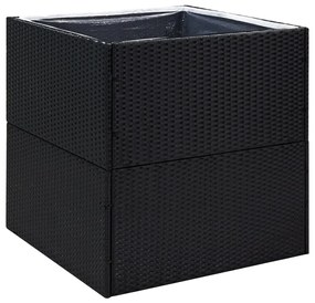 Fekete polyrattan kerti ültetőláda 80x80x80 cm