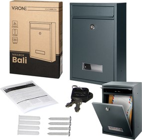 Postaláda nagy antracit Acél