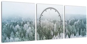 Kép - Havas erdőcsúcsok (órával) (90x30 cm)