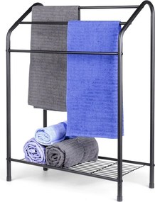 Törölközőtartó állvány Fürdőszobai akasztó Padló Álló Fekete Polc