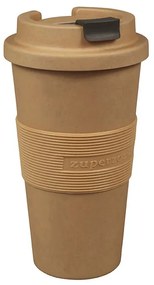 Bioplasztik hordozható kávéspohár, világosbarna, 480 ml