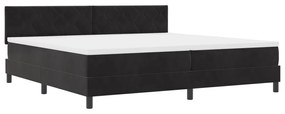 Boxspring Ágy Matrac &amp; LED Fekete 200x200 cm Bársony