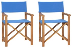 vidaXL 2 db kék tömör tíkfa összecsukható rendezői szék