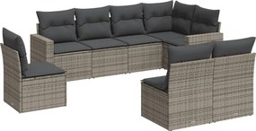 vidaXL 8 részes szürke polyrattan kerti ülőgarnitúra párnákkal