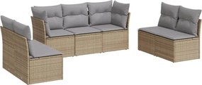 vidaXL 7 részes bézs polyrattan kerti ülőgarnitúra párnákkal