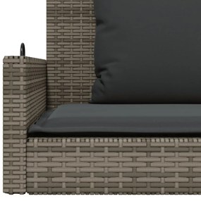szürke polyrattan hintapad párnákkal 119x56x48 cm