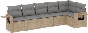 vidaXL 6 részes bézs polyrattan kerti ülőgarnitúra párnával